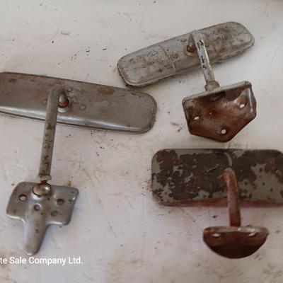 Vintage automobile accessory items - window cranks - rearview mirrors - and more