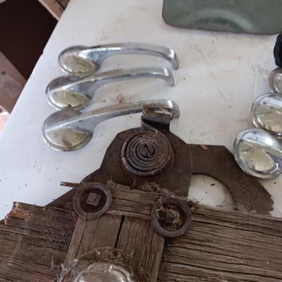 Vintage automobile accessory items - window cranks - rearview mirrors - and more