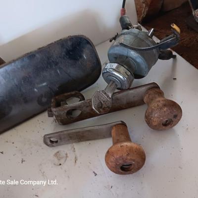 Vintage automobile accessory items - window cranks - rearview mirrors - and more