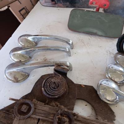 Vintage automobile accessory items - window cranks - rearview mirrors - and more