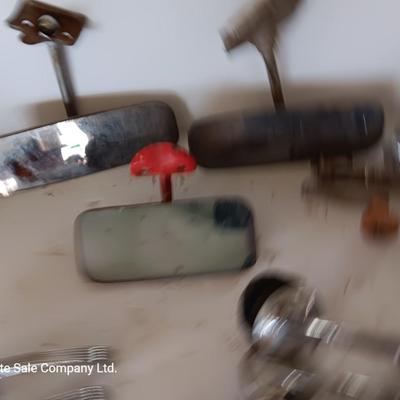 Vintage automobile accessory items - window cranks - rearview mirrors - and more