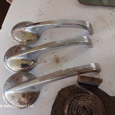 Vintage automobile accessory items - window cranks - rearview mirrors - and more