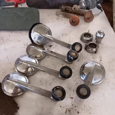 Vintage automobile accessory items - window cranks - rearview mirrors - and more