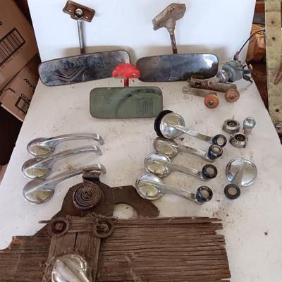 Vintage automobile accessory items - window cranks - rearview mirrors - and more