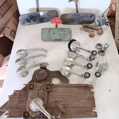 Vintage automobile accessory items - window cranks - rearview mirrors - and more