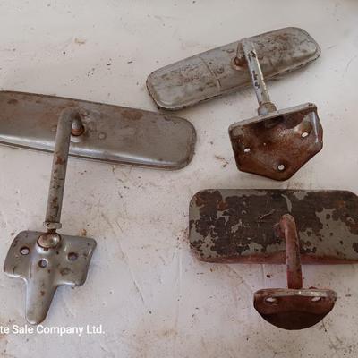 Vintage automobile accessory items - window cranks - rearview mirrors - and more