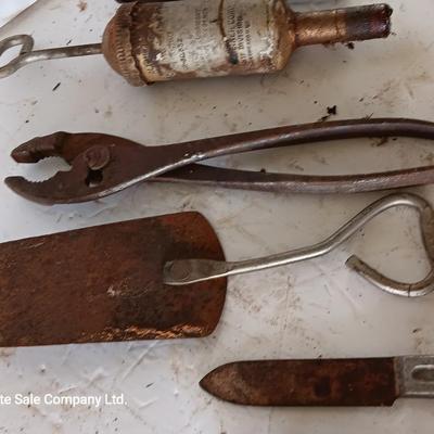 Several vintage hand tools - pilers - snips- and more