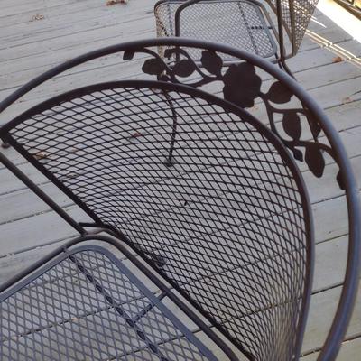 Pair of Wrought Metal Mesh Barrel Patio Chairs Choice A