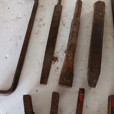 Assortment of tools - file - wood handled screwdrivers. - and more
