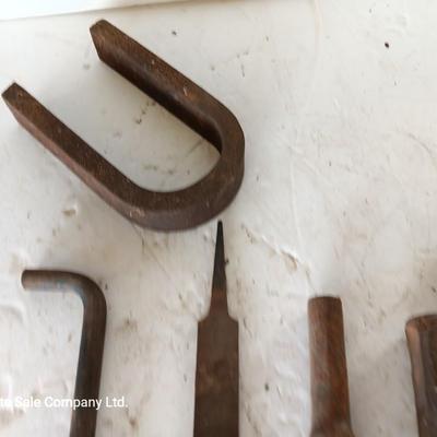 Assortment of tools - file - wood handled screwdrivers. - and more