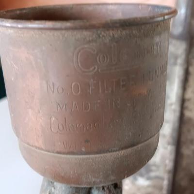 Old metal funnels - Coleman copper funnel and others