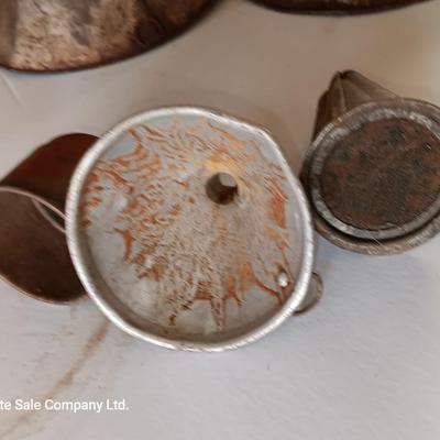Old metal funnels - Coleman copper funnel and others