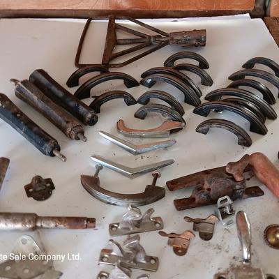 Vintage handles of all kinds - metal - steel - plastic - Vintage midcentury atomic chevron Chrome silver handles
