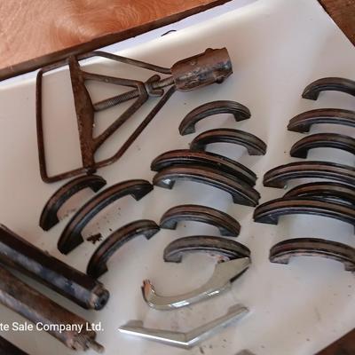 Vintage handles of all kinds - metal - steel - plastic - Vintage midcentury atomic chevron Chrome silver handles