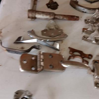 Vintage handles of all kinds - metal - steel - plastic - Vintage midcentury atomic chevron Chrome silver handles