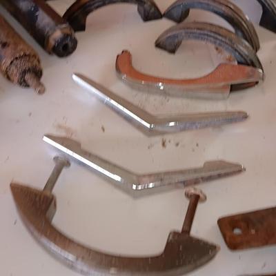Vintage handles of all kinds - metal - steel - plastic - Vintage midcentury atomic chevron Chrome silver handles