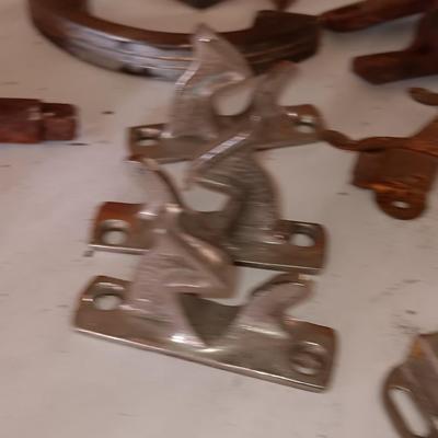 Vintage handles of all kinds - metal - steel - plastic - Vintage midcentury atomic chevron Chrome silver handles