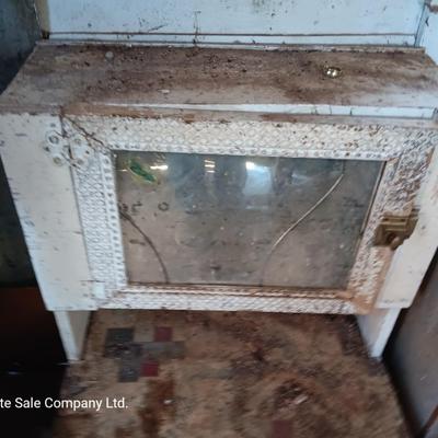 Antique cupboard / vanity child's sized out of old camper for CUTE refurbish project.
