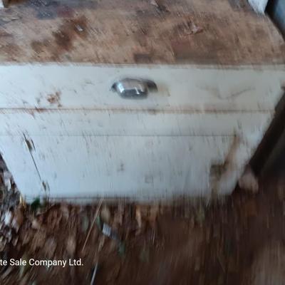 Antique cupboard / vanity child's sized out of old camper for CUTE refurbish project.