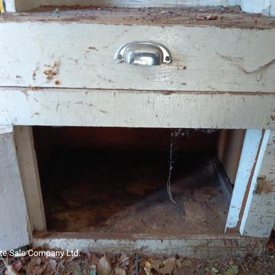 Antique cupboard / vanity child's sized out of old camper for CUTE refurbish project.