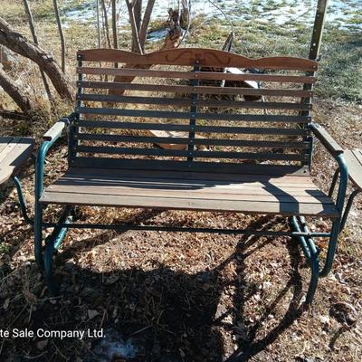 Patio glider bench with side tables