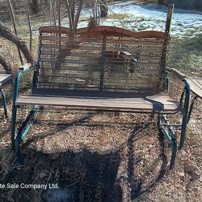 Patio glider bench with side tables