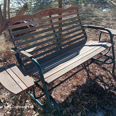 Patio glider bench with side tables