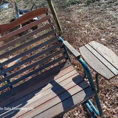Patio glider bench with side tables