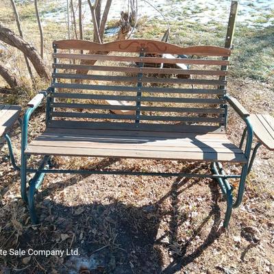Patio glider bench with side tables