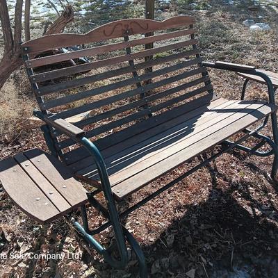 Patio glider bench with side tables