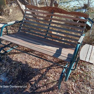 Patio glider bench with side tables