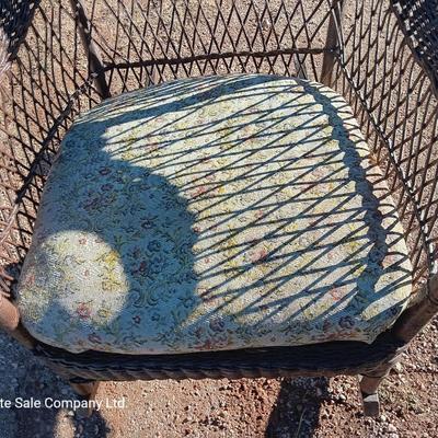 Wicker patio rocker with padded seat