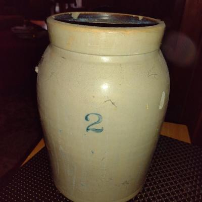 Vintage Salt Glaze #2 Pottery Butter Churn Crock