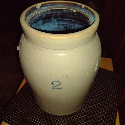 Vintage Salt Glaze #2 Pottery Butter Churn Crock