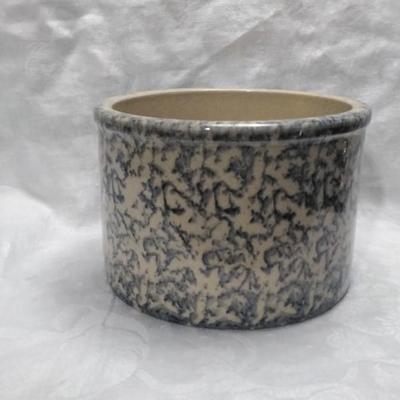 Robinson Ransbottom Roseville Blue Spongeware Stone Pottery Crock
