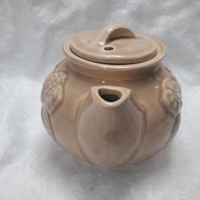 1950s Old Brush McCoy Pottery Embossed Flower Individual Size Teapot
