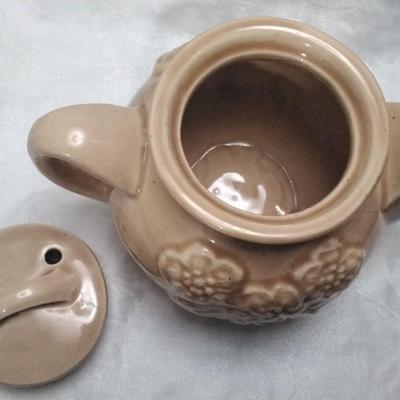 1950s Old Brush McCoy Pottery Embossed Flower Individual Size Teapot