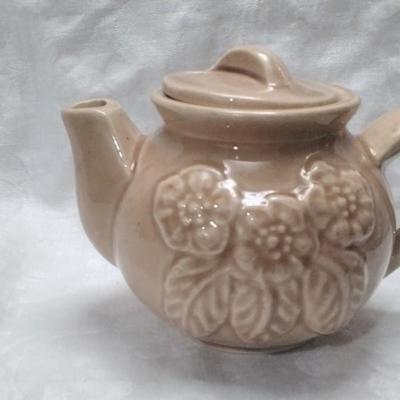1950s Old Brush McCoy Pottery Embossed Flower Individual Size Teapot