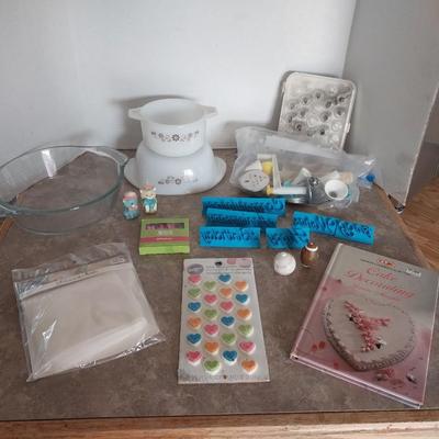 PYREX BAKING DISHES AND CAKE DECORATING SUPPLIES