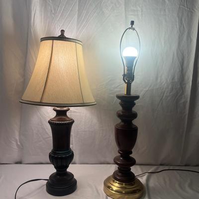 Two Wooden Table Lamps (LR-MG)