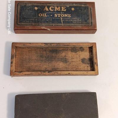 Vintage ACME Oil stone in wooden box Wet stone
