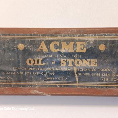 Vintage ACME Oil stone in wooden box Wet stone