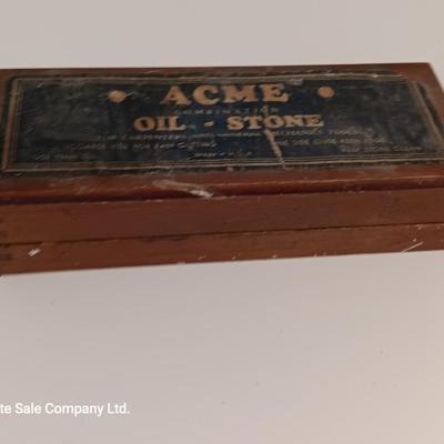 Vintage ACME Oil stone in wooden box Wet stone