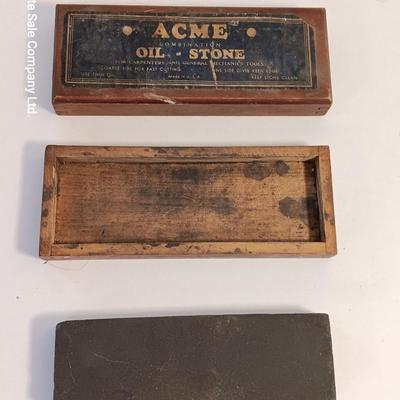 Vintage ACME Oil stone in wooden box Wet stone