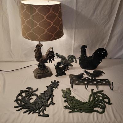 Assortment of Decorative Roosters and Chickens (LR-DW)