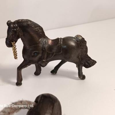 Vintage collectible figures - squirrel family, brass horse, Native woman and more