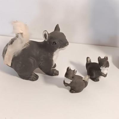 Vintage collectible figures - squirrel family, brass horse, Native woman and more