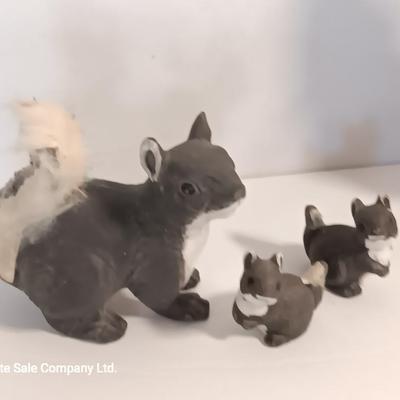 Vintage collectible figures - squirrel family, brass horse, Native woman and more
