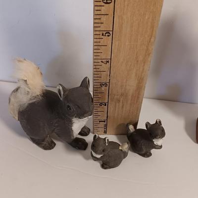 Vintage collectible figures - squirrel family, brass horse, Native woman and more