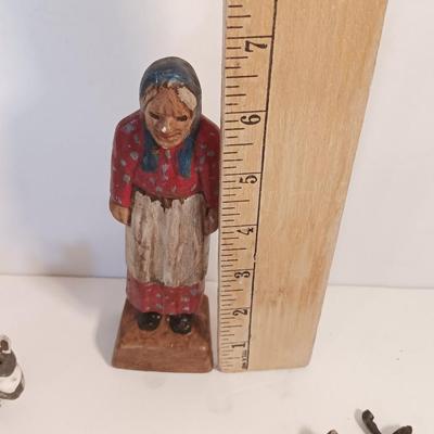 Vintage collectible figures - squirrel family, brass horse, Native woman and more